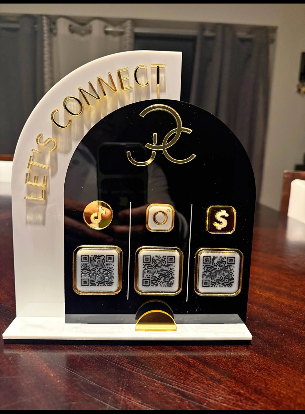 Personalized acrylic business QR code countertop sign with logo – APM Printing