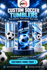 Custom printed soccer tumbler with player name – APM Custom Printing