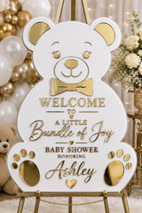 Custom acrylic event welcome sign with names and personalized design by APM Printing