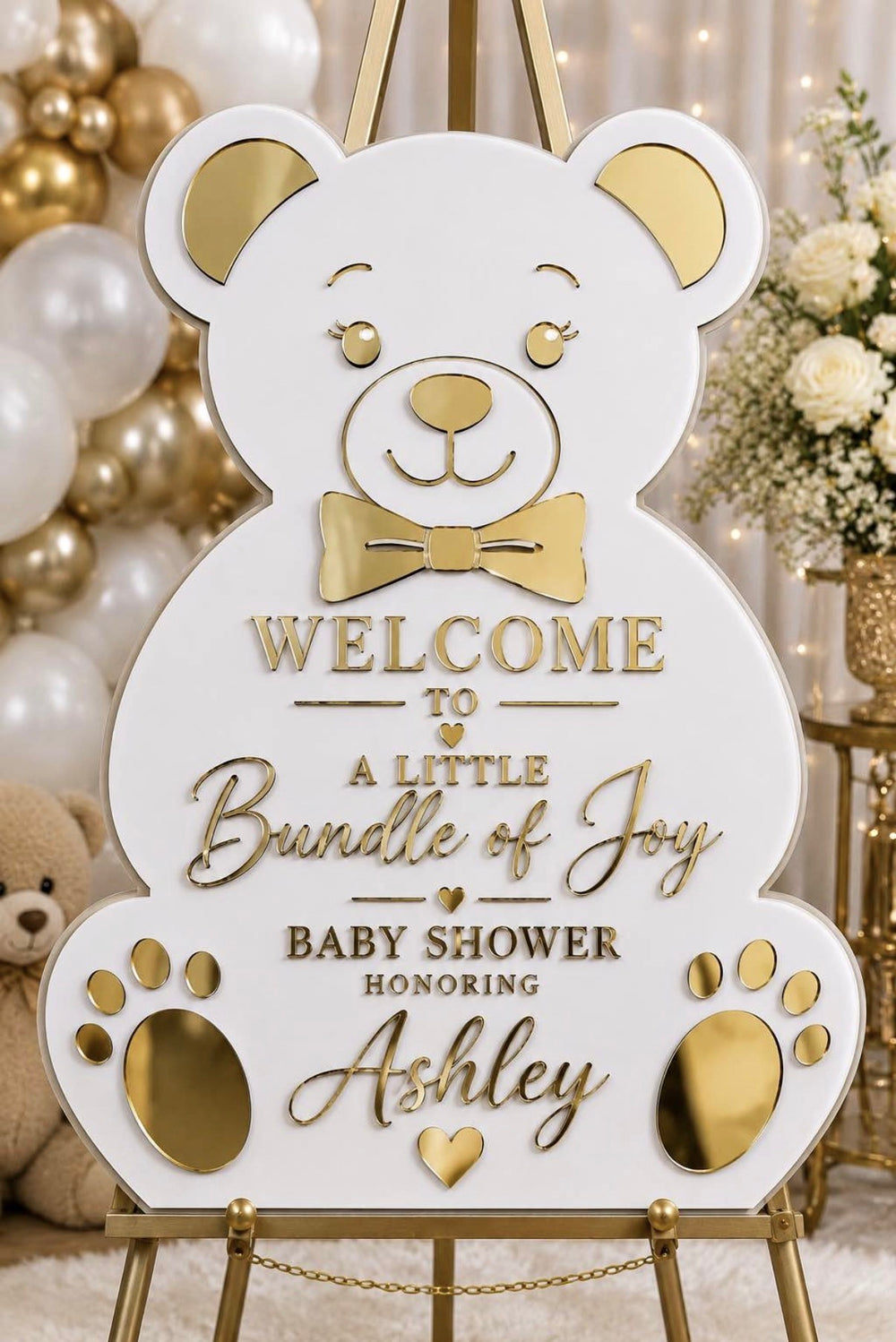 Custom acrylic event welcome sign with names and personalized design by APM Printing