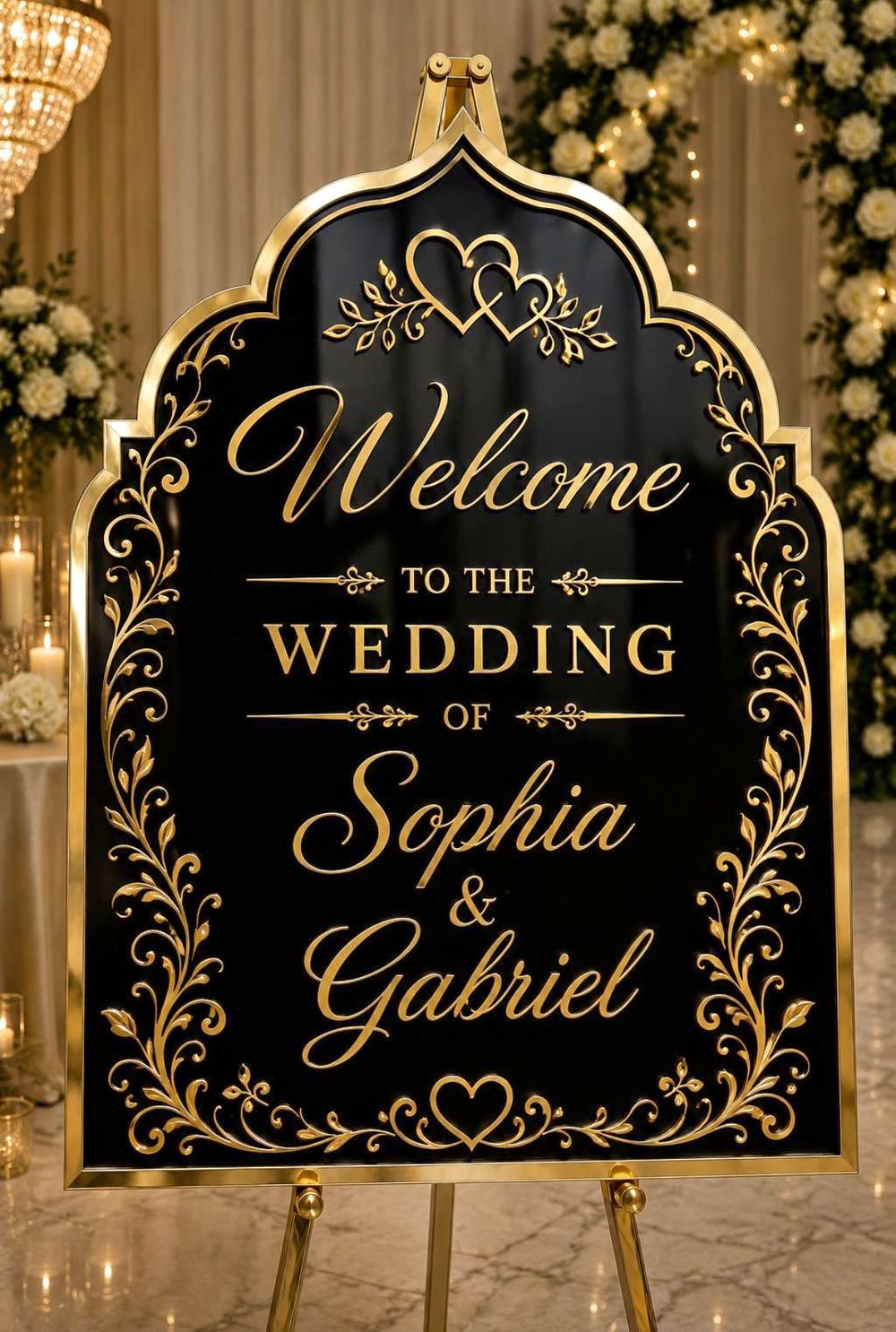 Personalized 18x24 acrylic welcome sign for weddings and events by APM Printing