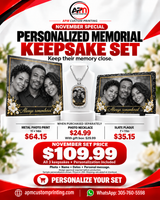Personalized Memorial Keepsake Set Metal Photo Print Necklace Slate Plaque