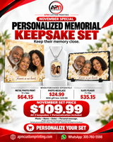Personalized Memorial Keepsake Set Metal Photo Print Necklace Slate Plaque