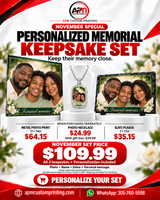 Personalized Memorial Keepsake Set Metal Photo Print Necklace Slate Plaque