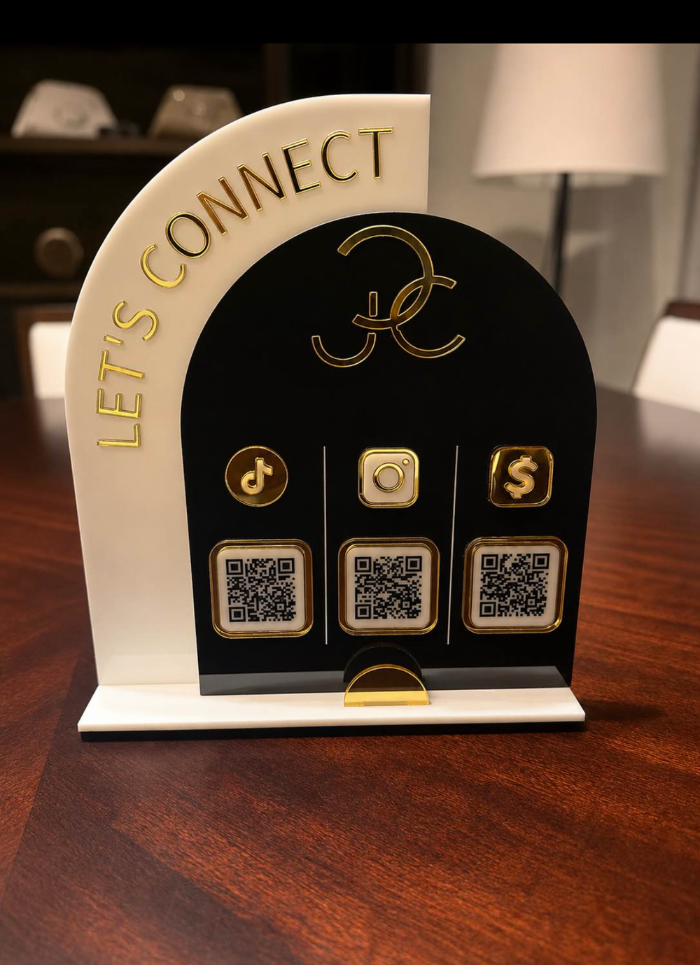 Custom acrylic QR code display sign for business reviews and social media – APM Printing