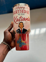 Personalized photo and name tumbler with handle