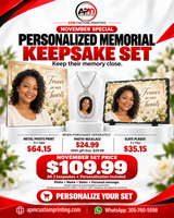 Personalized Memorial Keepsake Set Metal Photo Print Necklace Slate Plaque