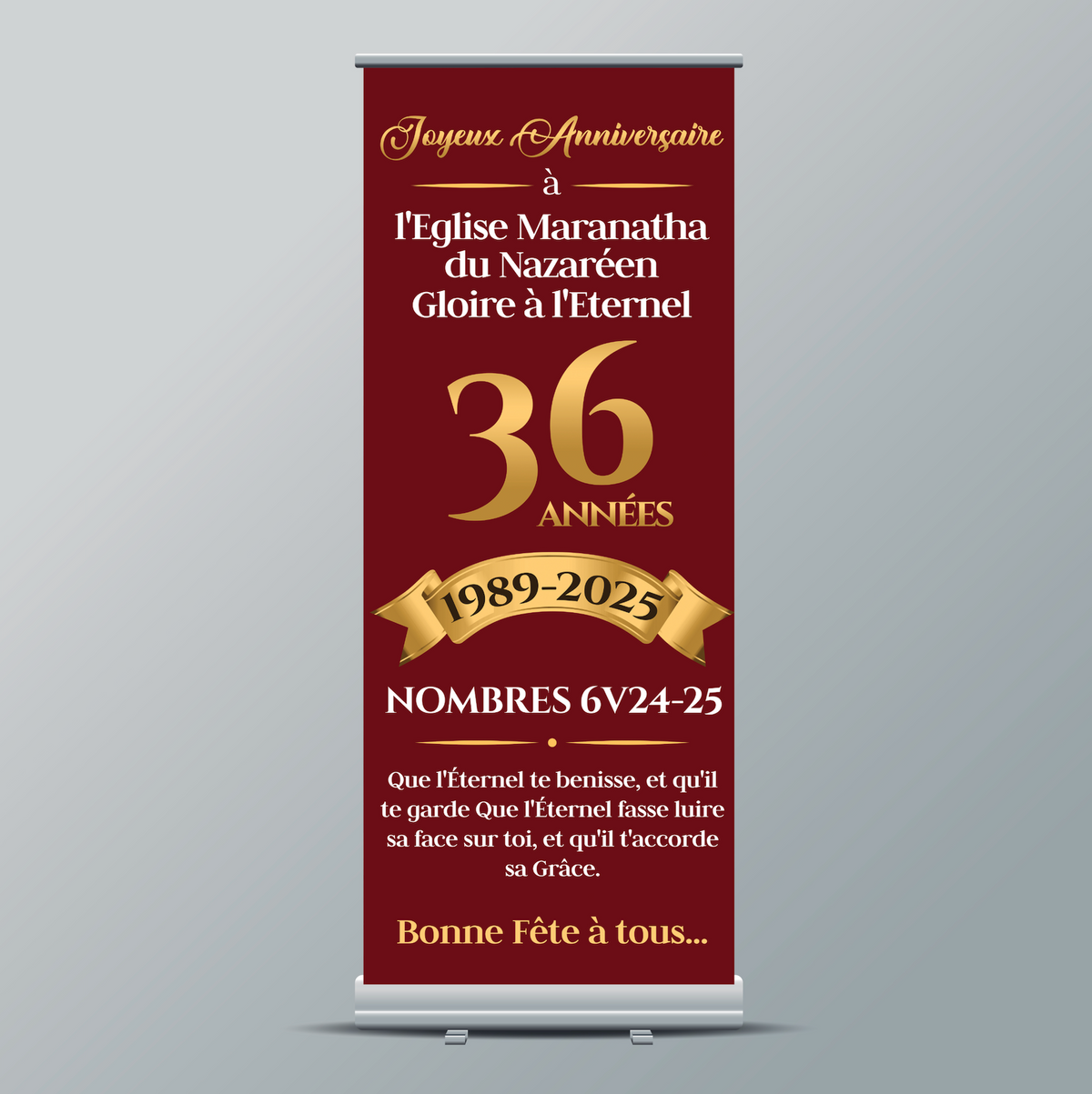 Custom retractable banner stand — printed design example 1