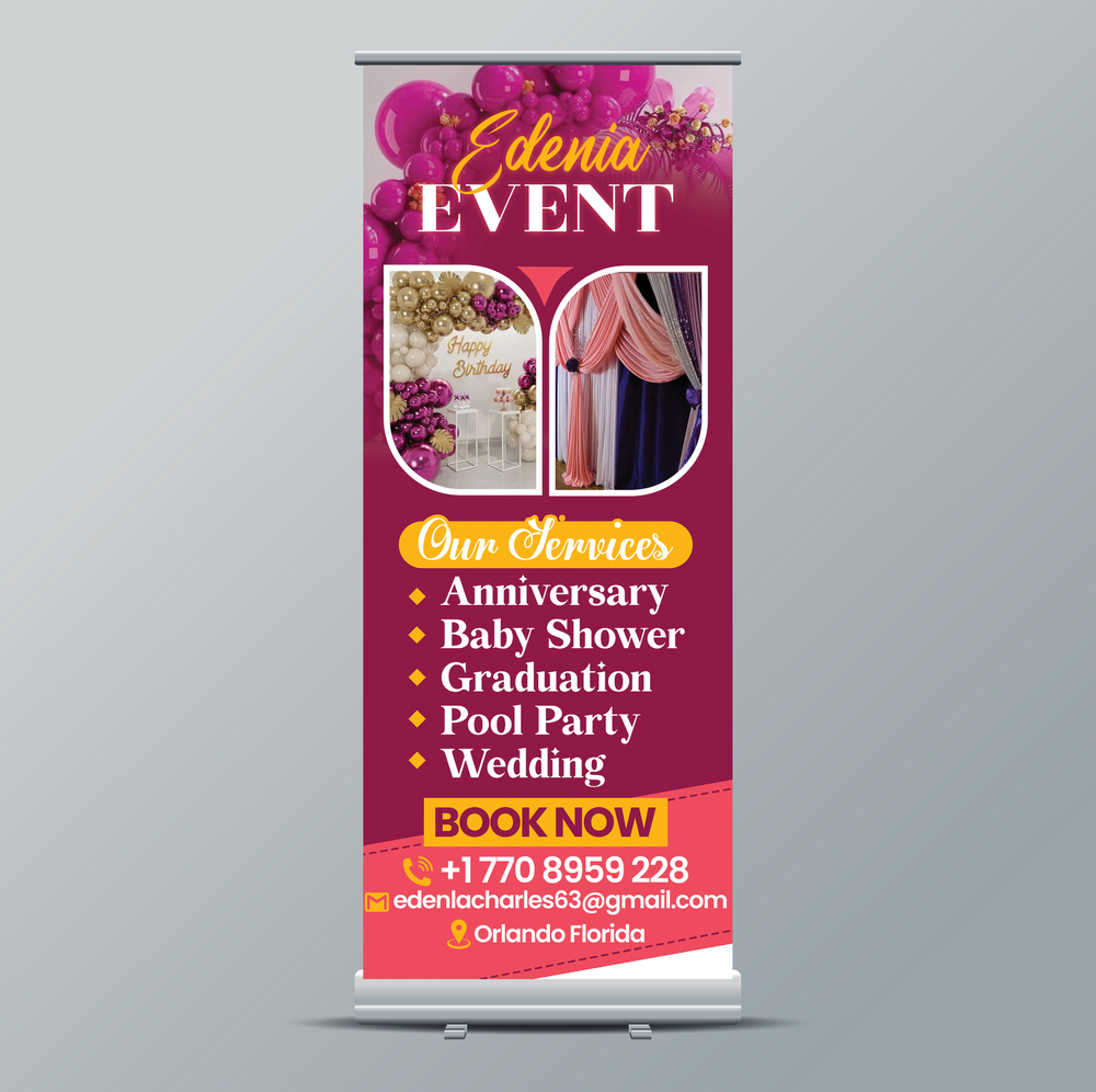 Custom retractable banner stand — printed design example 3