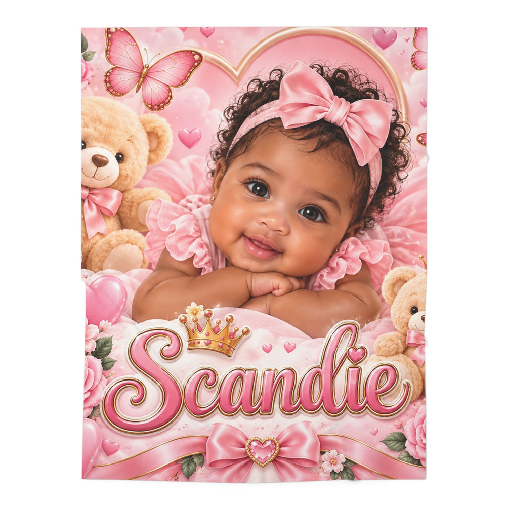 Baby Swaddle Blanket — personalized pink baby portrait design
